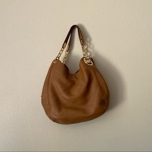Michael Kors Fulton Acorn Brown / Gold Hobo Shoulder Tote Bag